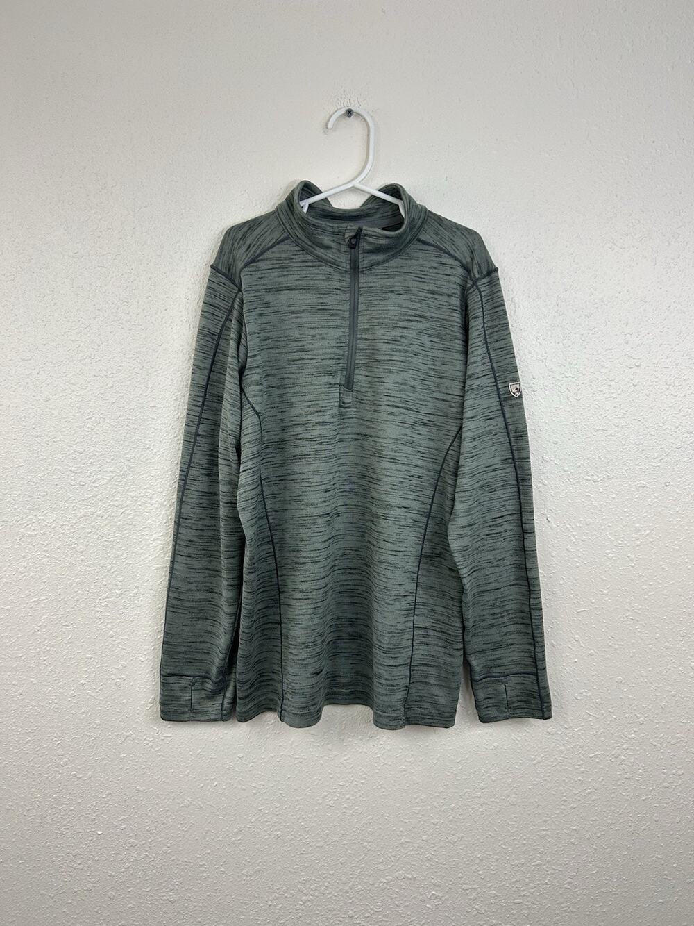 Kuhl 1/4 Zip Jacket Youth Boys Medium 10/12 Green Pullover Shirt Mid Layer Alloy